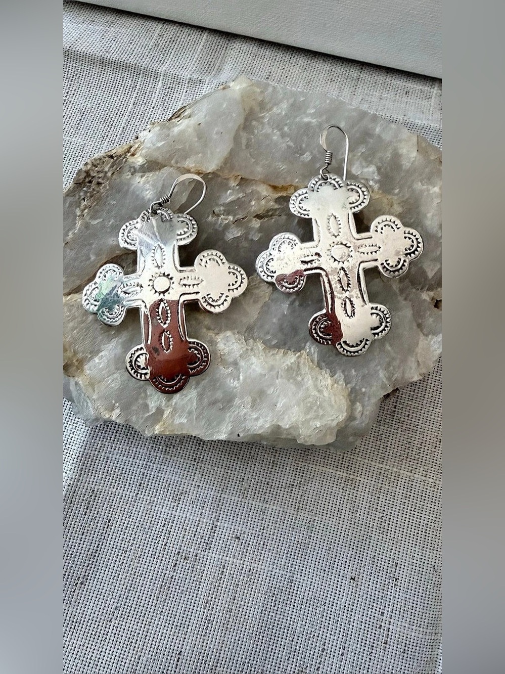 Cross Dangle Earrings in sterling silver 925